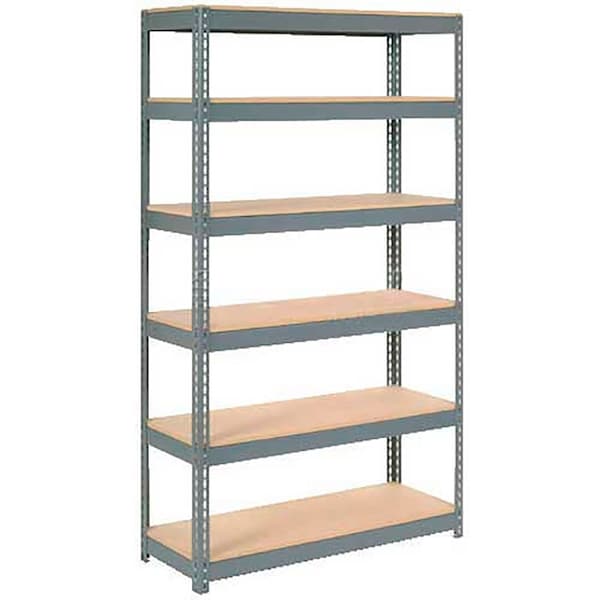 Global Industrial Extra Heavy Duty Shelving 48W x 24D x 72H With 6 Shelves, Wood Deck, Gry B2297167 - main